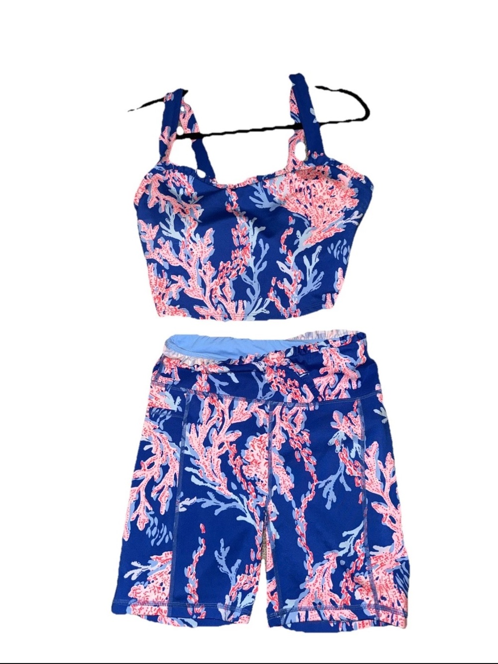 Lilly Pulitzer Luxletic Blue and Pink Coral Print Set Women’s - Picture 5 of 5